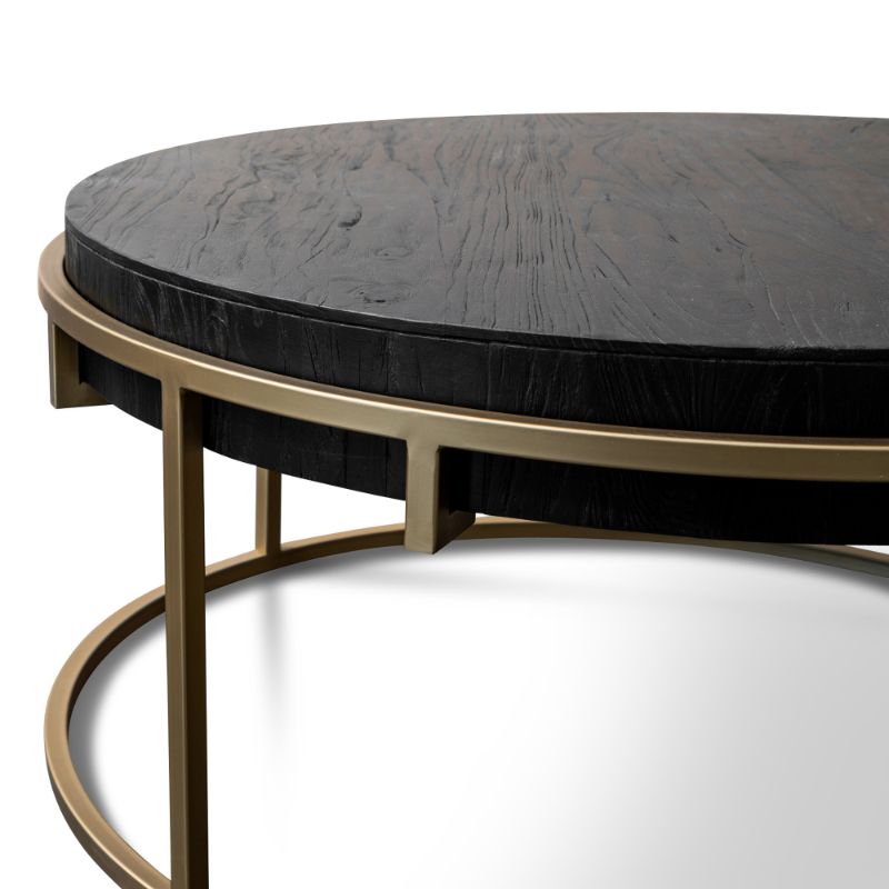 Bristol 100CM Rounds Coffee Table Gold Base Side
