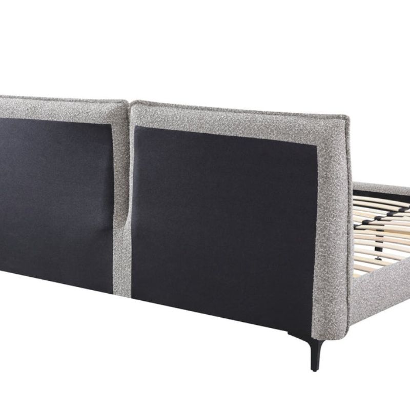 Brookmeadow King Bed Frame Charcoal Pepper Boucle Backside Corner View