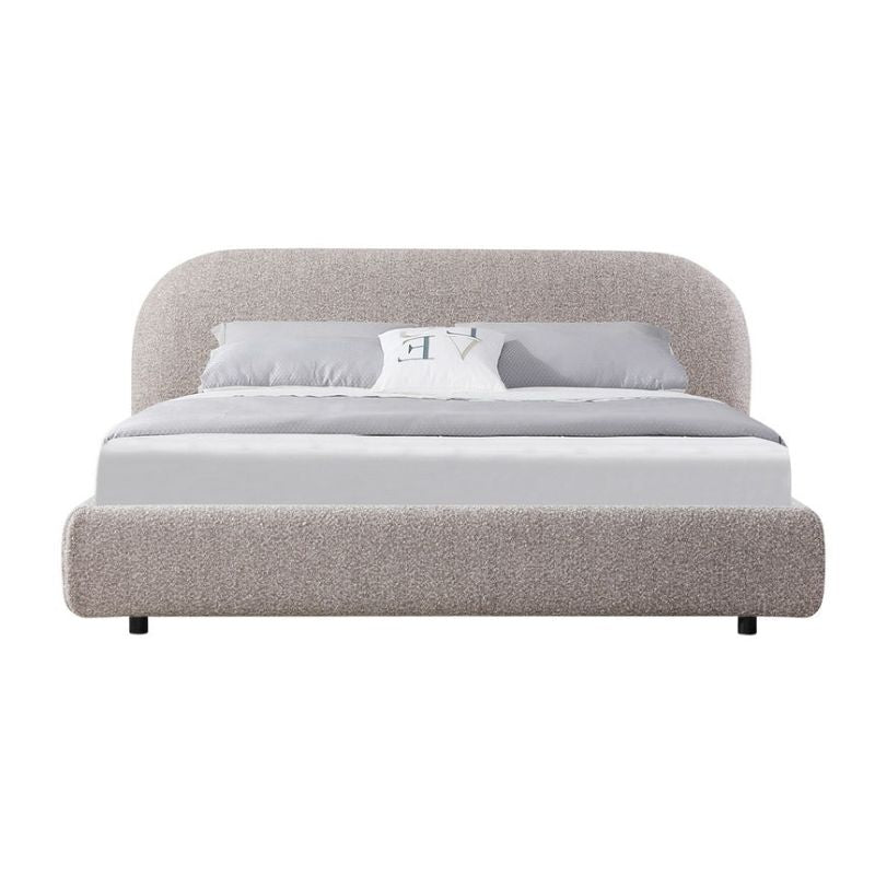 Brookmeadow King Bed Frame Sand Boucle Front Side View