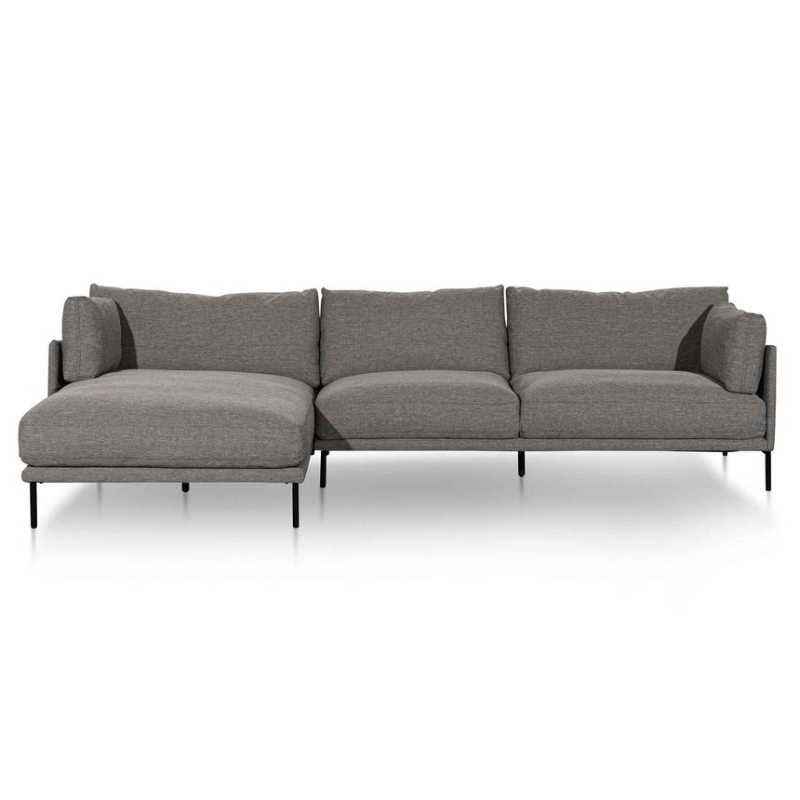 Brookwood 4 Seater Left Chaise Fabric Sofa Graphite Grey Front View