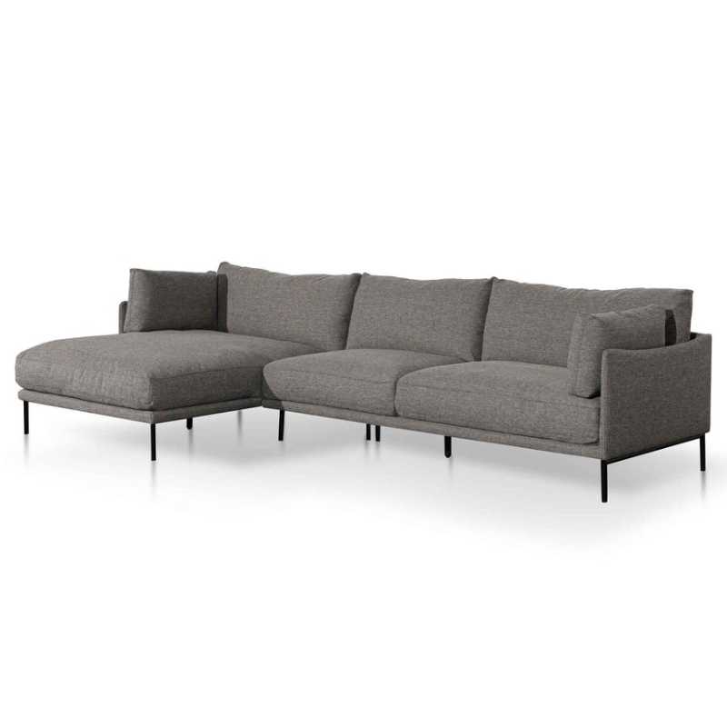 Brookwood 4 Seater Left Chaise Fabric Sofa Graphite Grey