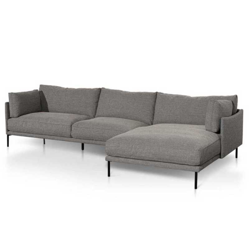 Brookwood 4 Seater Right Chaise Fabric Sofa Graphite Grey