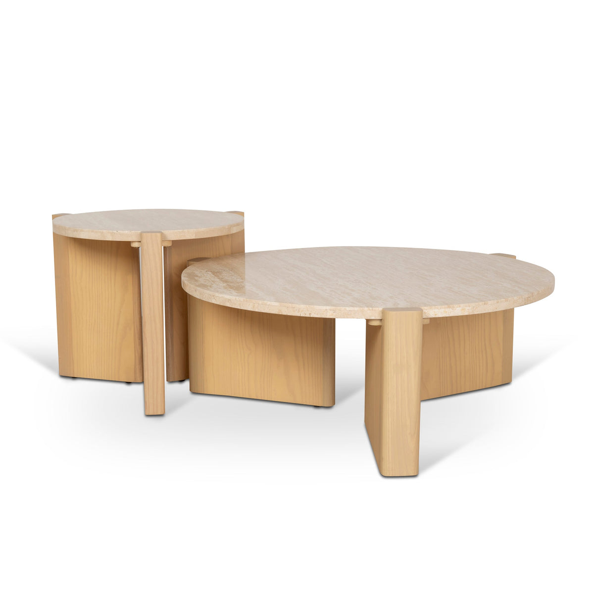 Marford Travertine Top Round Nested Table