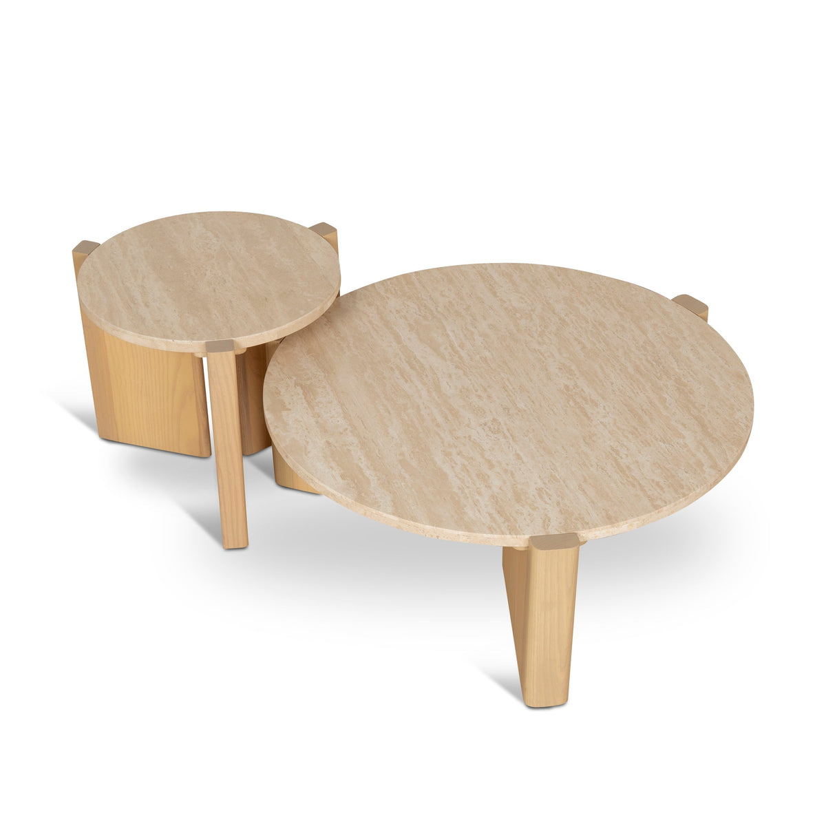 Marford Travertine Top Round Nested Table