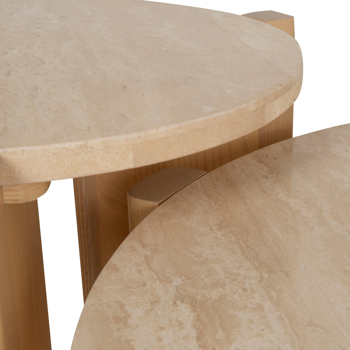 Marford Travertine Top Round Nested Table