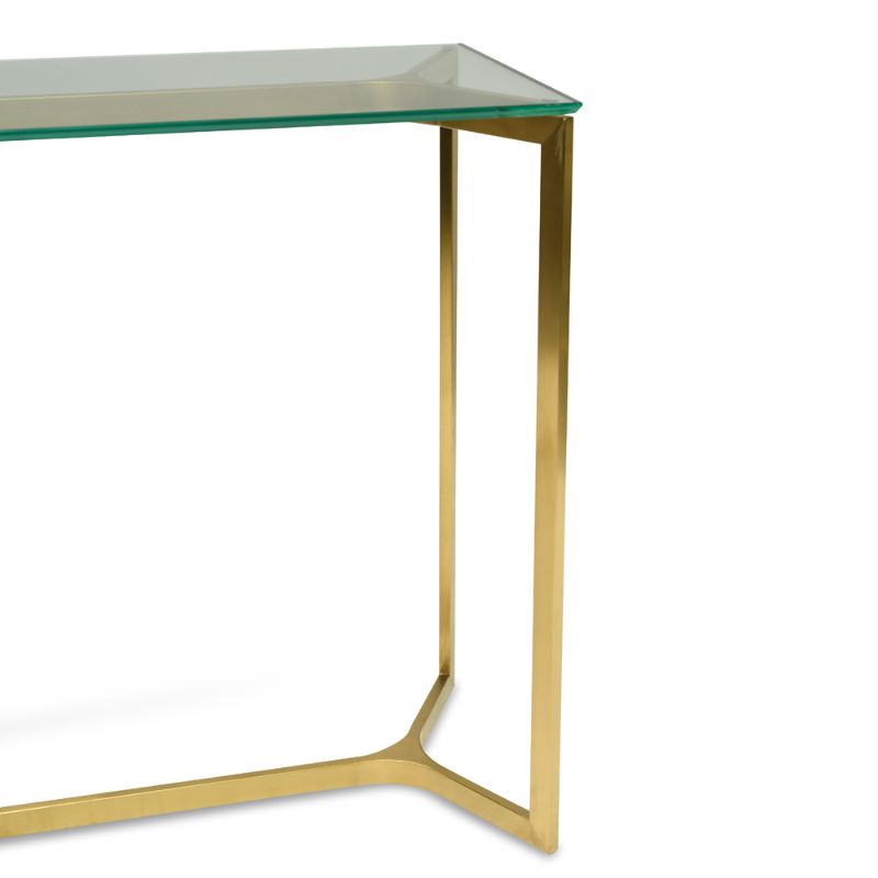 Cambridge 120CM Glass Console Table Gold Base Right Side Frame