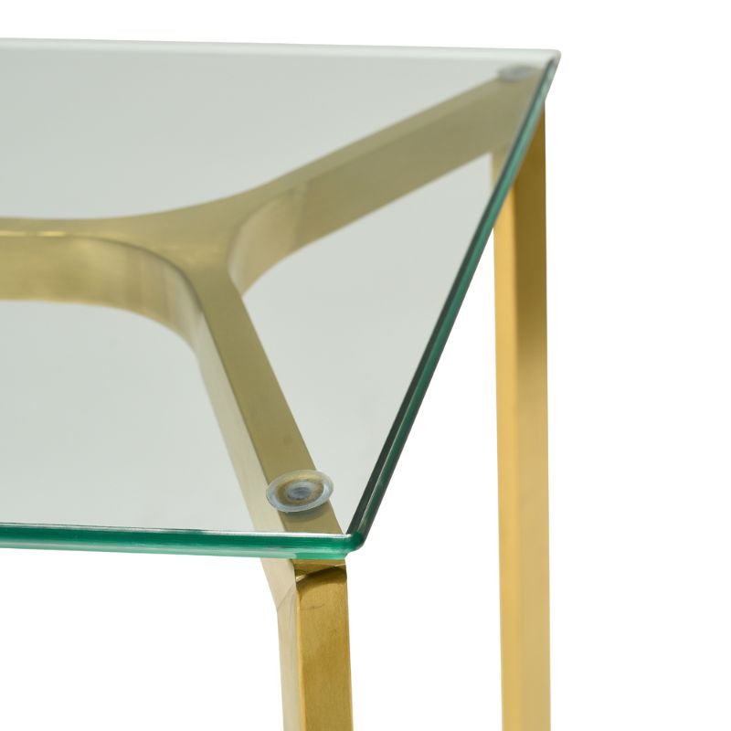 Cambridge 120CM Glass Console Table Gold Base Right Side