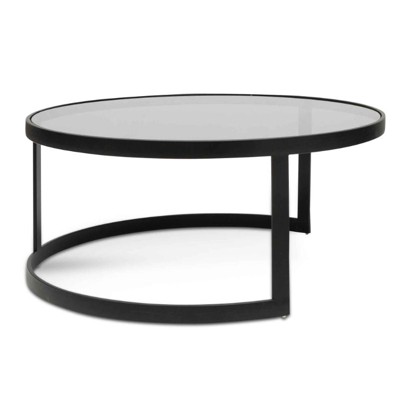 Camden Nested Glass Coffee Table Black Base Large
