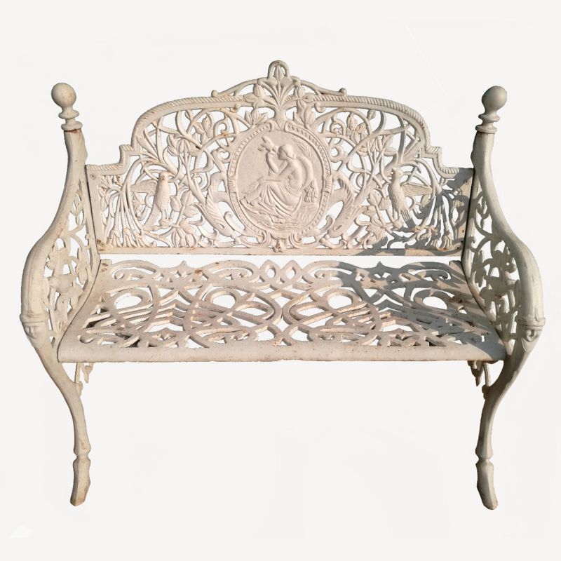 Cameo Cast Iron Bench Small White