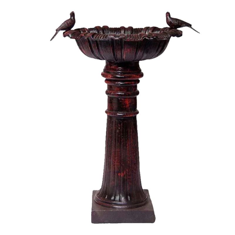 Canterbury Cast Iron Heavy Bird Bath Black Red