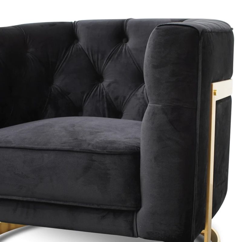 Carraway Armchair Brushed Gold Base Black Right Close