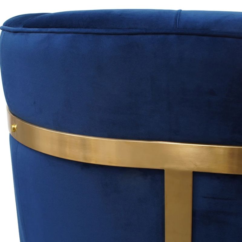 Carraway Armchair Brushed Gold Base Blue Back Close