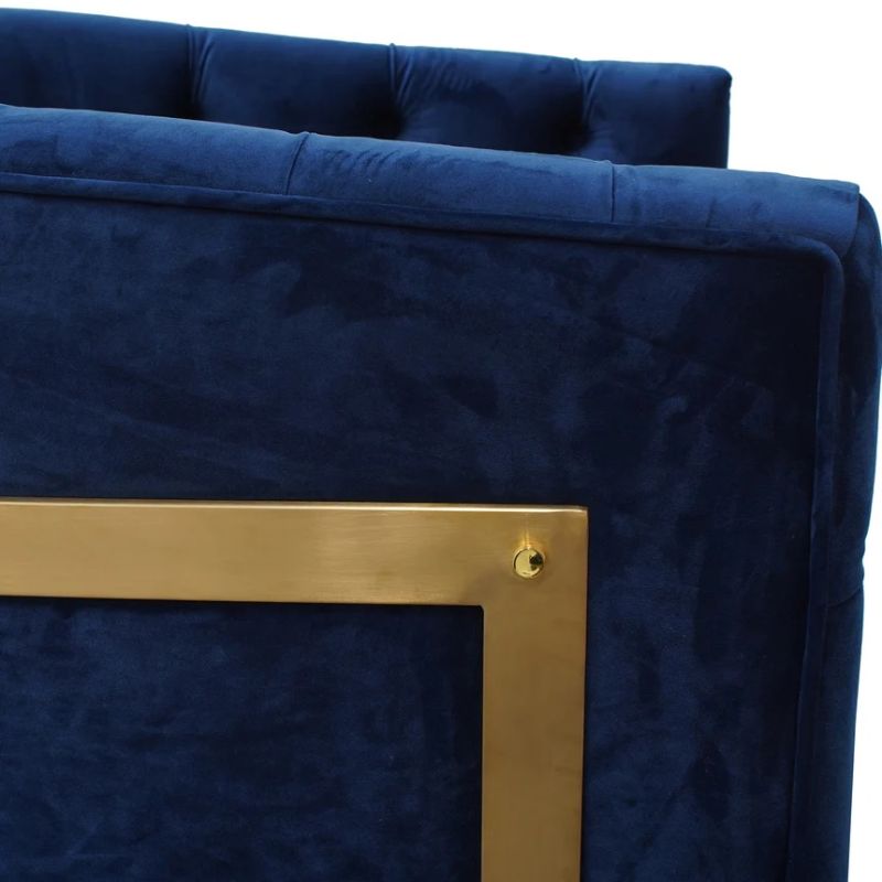 Carraway Armchair Brushed Gold Base Blue Left Close