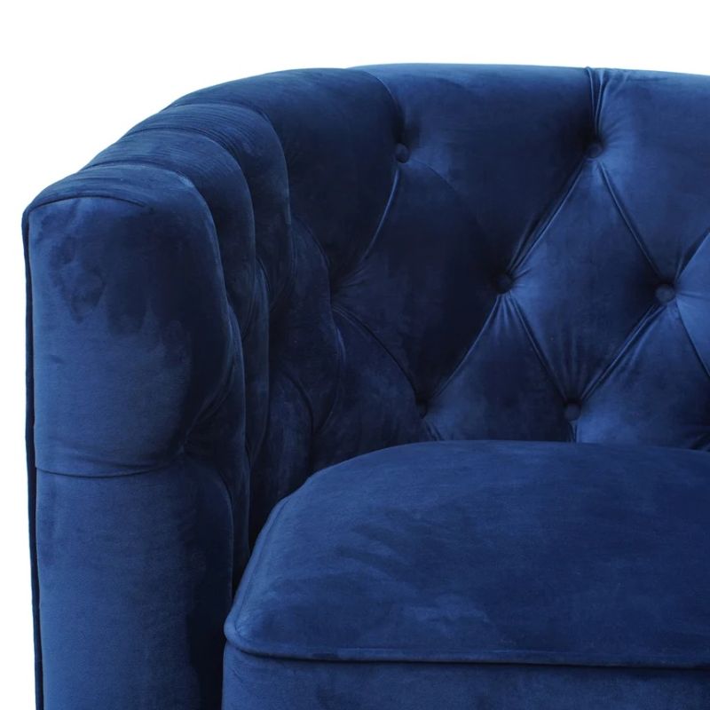 Carraway Armchair Brushed Gold Base Blue Left Front