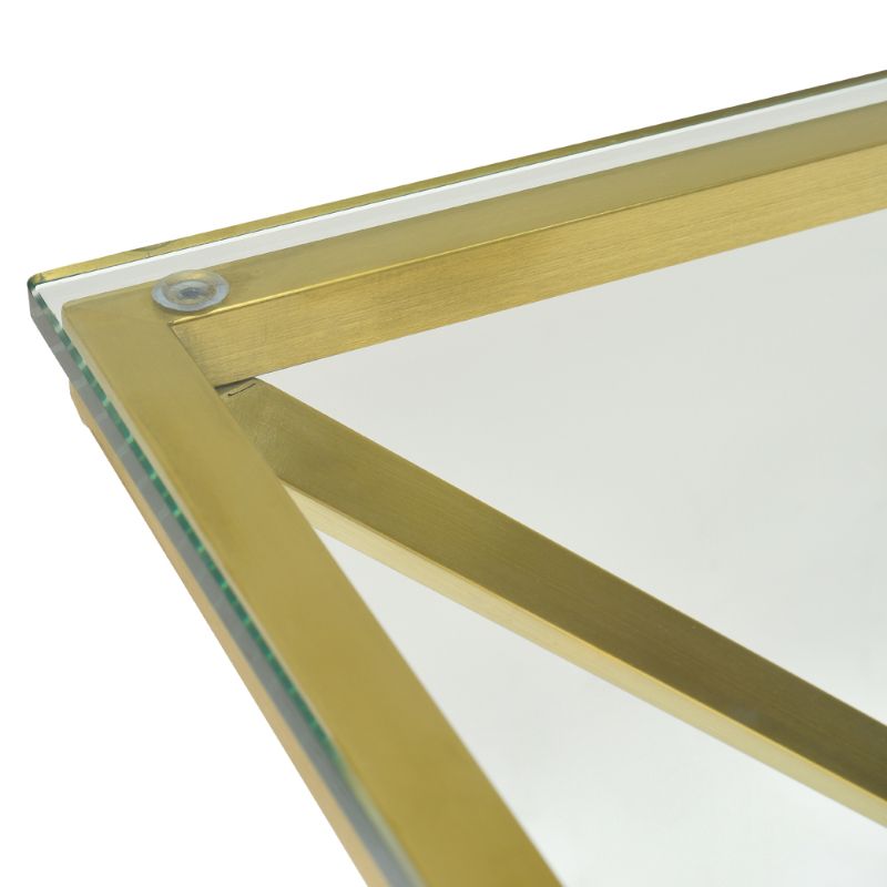 Carrington 120CM Glass Console Table Gold Base Corner