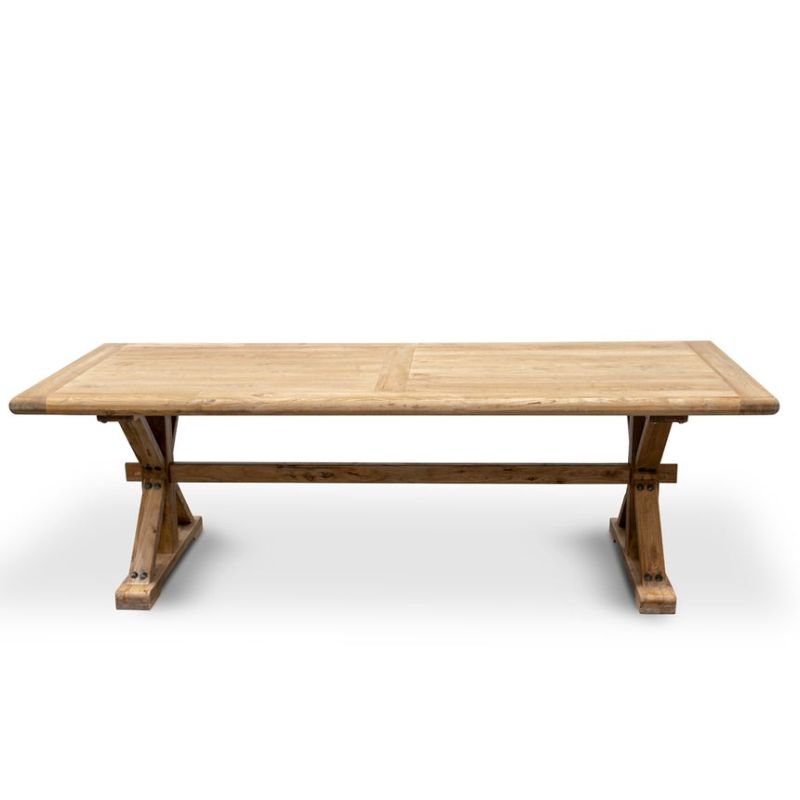 Cedarshade 240CM Elm Wood Dining Table Rustic Natural Front View