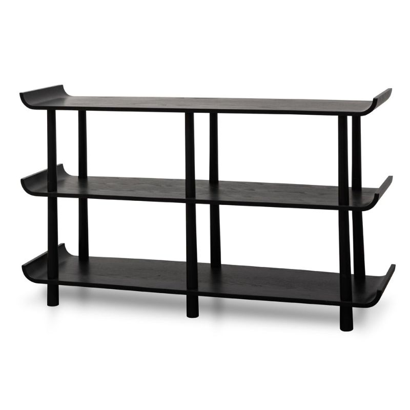 Channing Wooden Shelving Unit Black Angle View