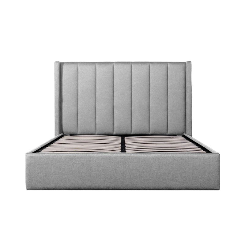Chelsford Fabric Queen Bed Frame Pearl Grey Front