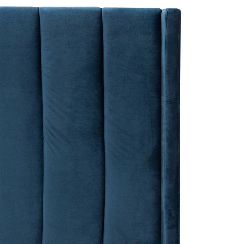 Chelsford Fabric Queen Bed Frame Teal Navy Velvet Close