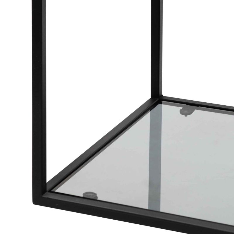 Clarendon 120CM Glass Shelving Unit Black Surface Black