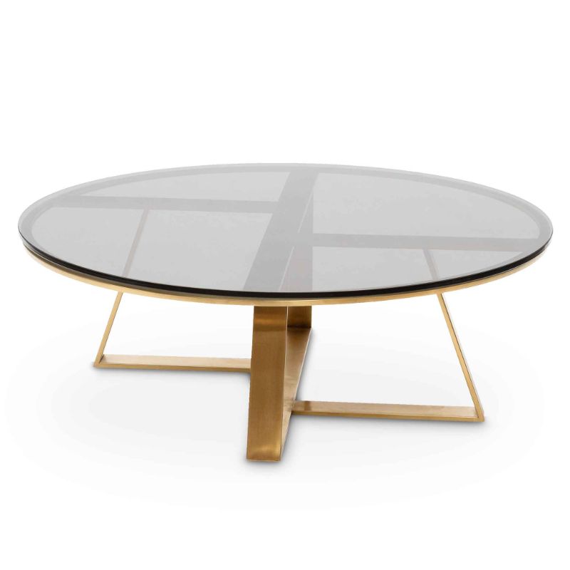 Clayton 100CM Round Glass Coffee Table Gold Base