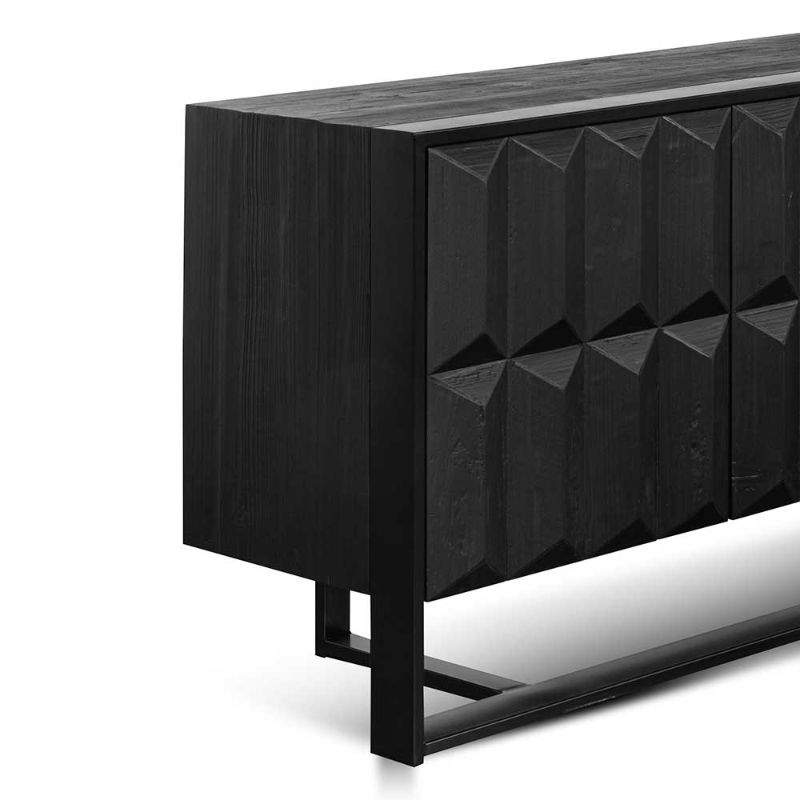 Cobblestone 180CM Wooden Sideboard Black Left Corner