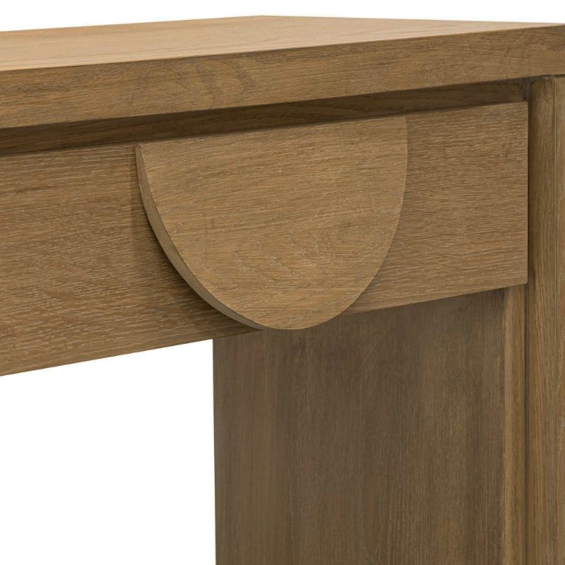Colton 140CM Console Table With Drawers Dusty Oak Front View