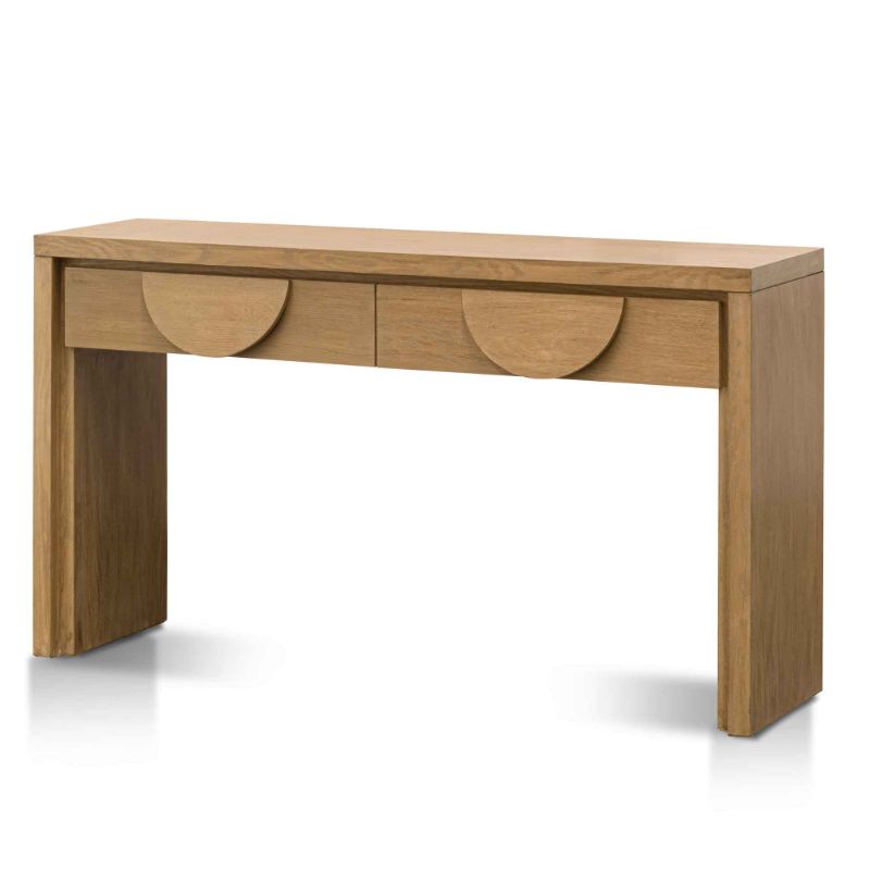 Colton 140CM Console Table With Drawers Dusty Oak
