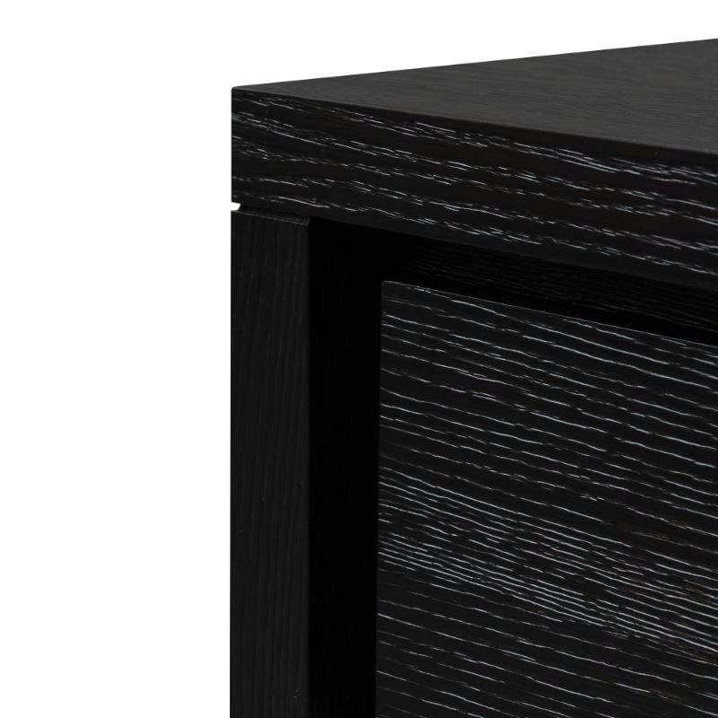 Colton 140CM Console Table With Drawers Textured Espresso Black Corner Finish
