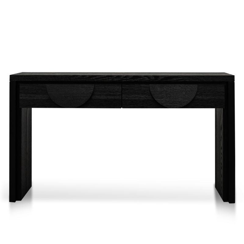 Colton 140CM Console Table With Drawers Textured Espresso Black Front