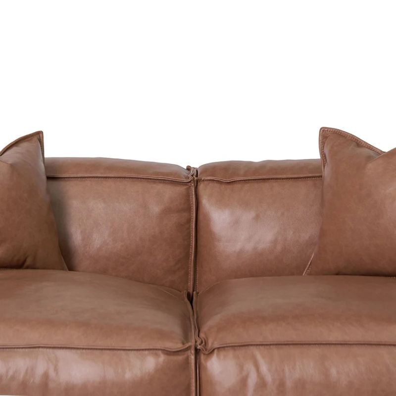 Cortland 4 Seater Sofa With Cushion And Pillow Caramel Brown Mid