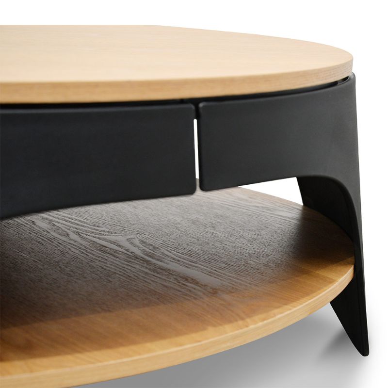 Crawford 82CM Round Coffee Table Natural And Black Base