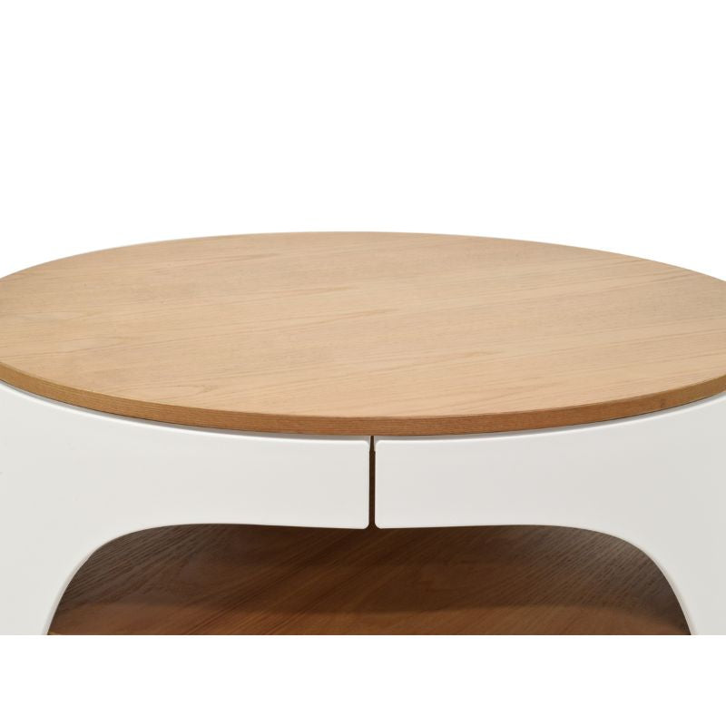 Crawford 82CM Round Coffee Table Natural And White Finish