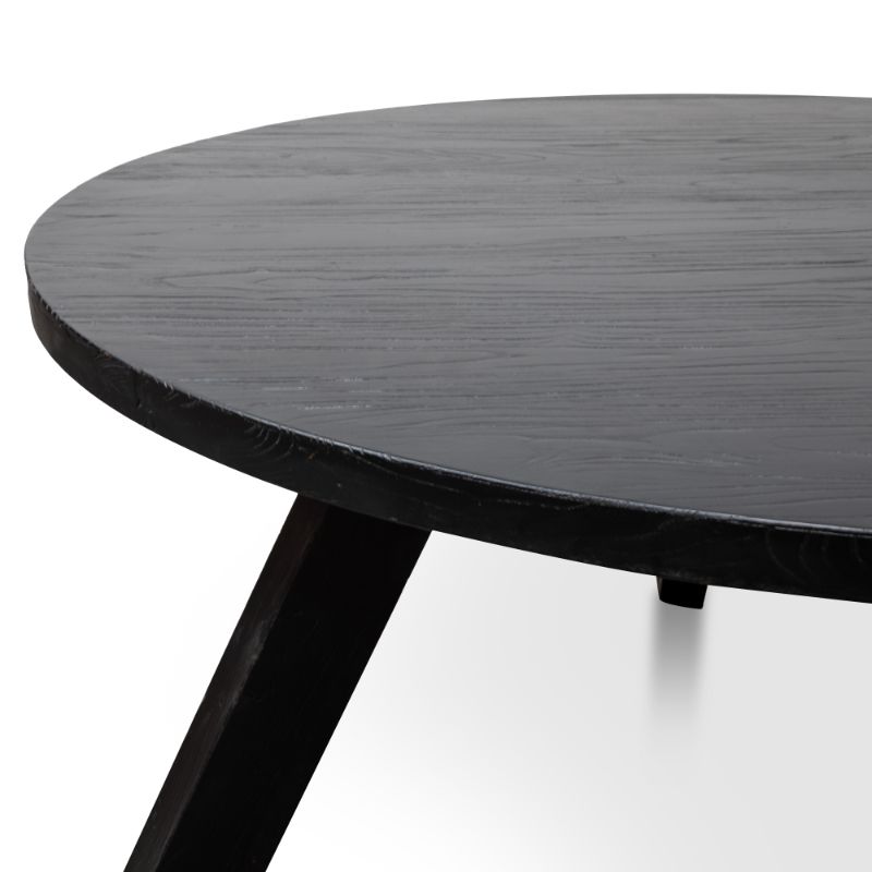 Cromwell 15M Round Dining Table Elm Wood Full Black Left Side View