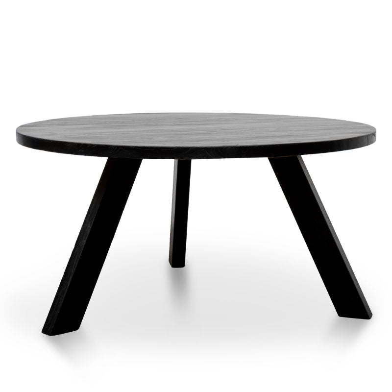 Cromwell 15M Round Dining Table Elm Wood Full Black