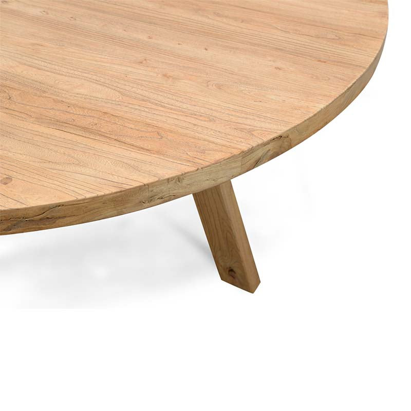 Cromwell 15M Round Dining Table Elm Wood Natural Side