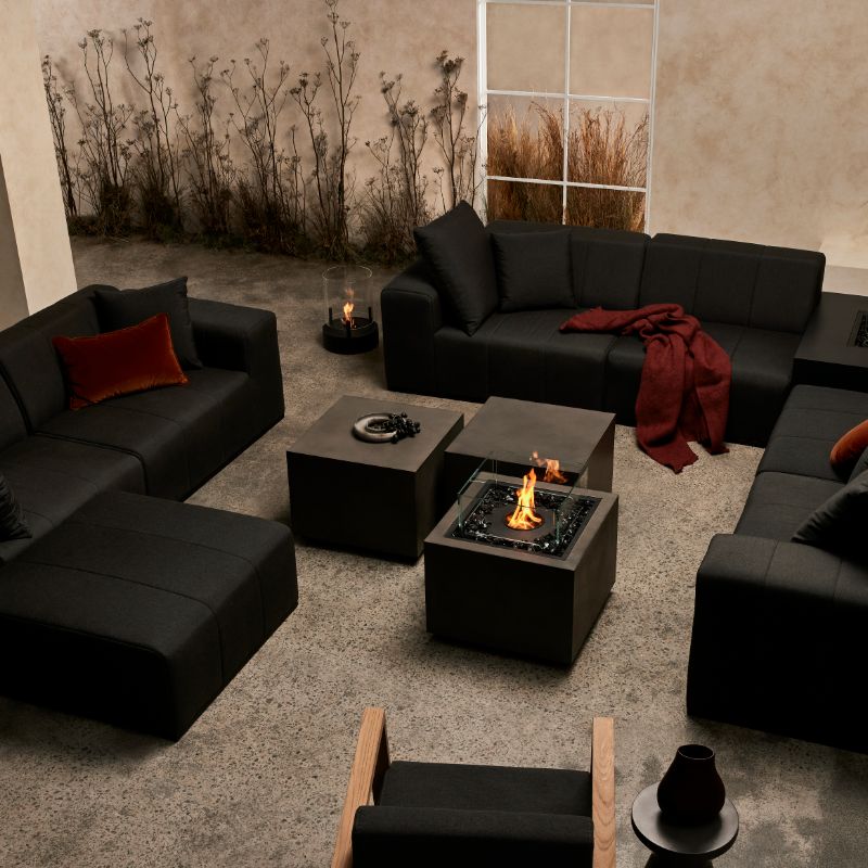 Cube 24 Concrete Coffee Table In Living Room With Sofa