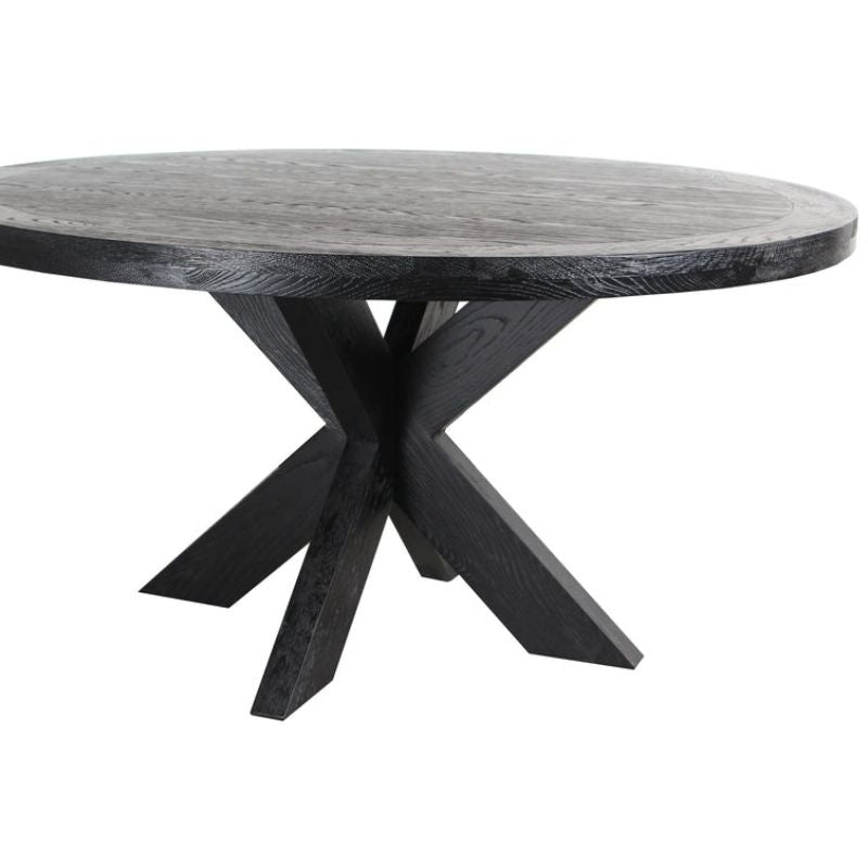 Cypress 150CM Round Wooden Dining Table Full Black Side