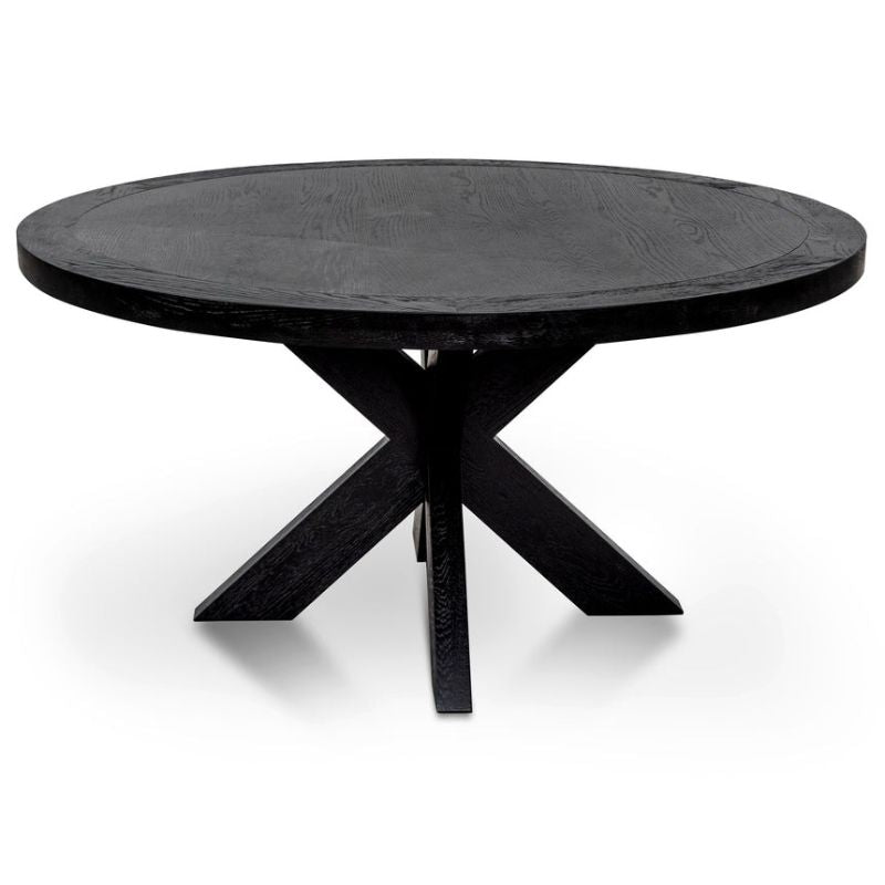 Cypress 150CM Round Wooden Dining Table Full Black
