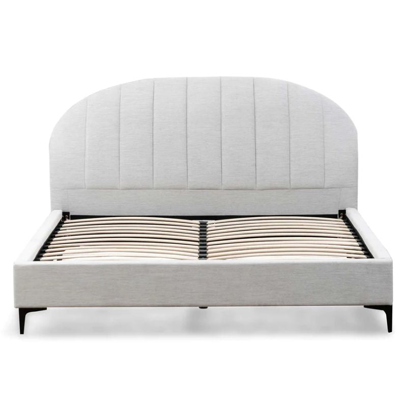 Dalewood Fabric Queen Bed Pearl Grey Front Open