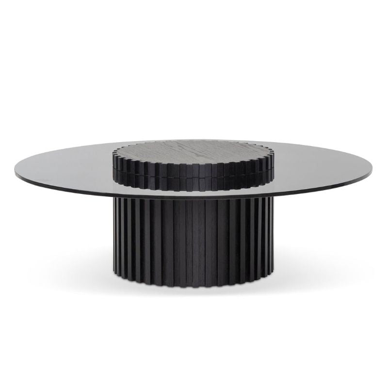 Danbury 110CM Round Glass Coffee Table Black
