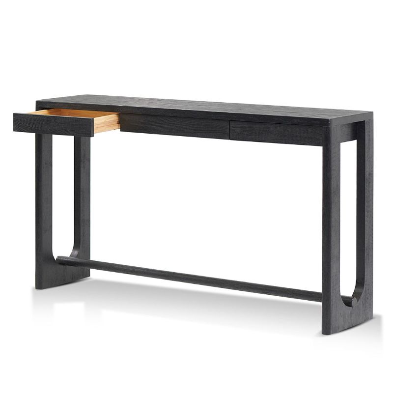 Danville 150CM Console Table Black Angle View First Open Drawer