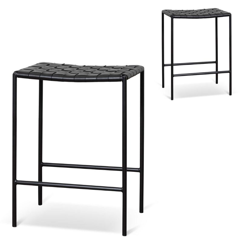 Devonshire 65CM Leather Bar Stool Black