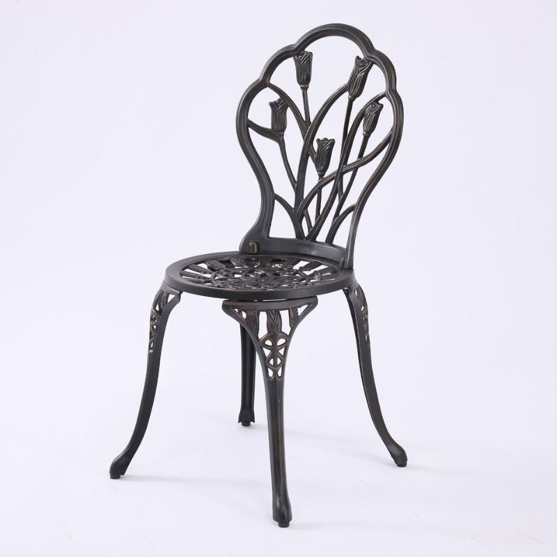 Dominique Cast Aluminium Chair And Table 3 Peice Set Bronze Chair