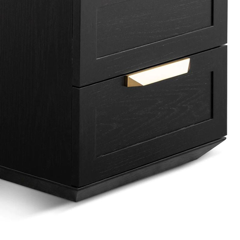 Eastgate Bedside Table Black With Marble Top Bottom