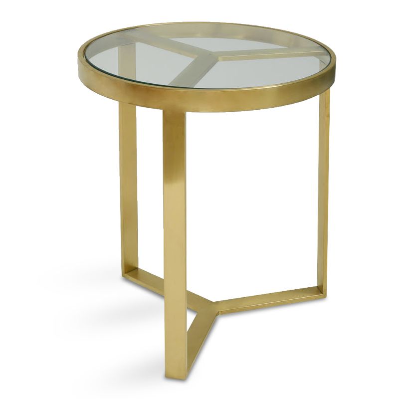 Eastwood 50CM Round Glass Side Table Brushed Gold Base