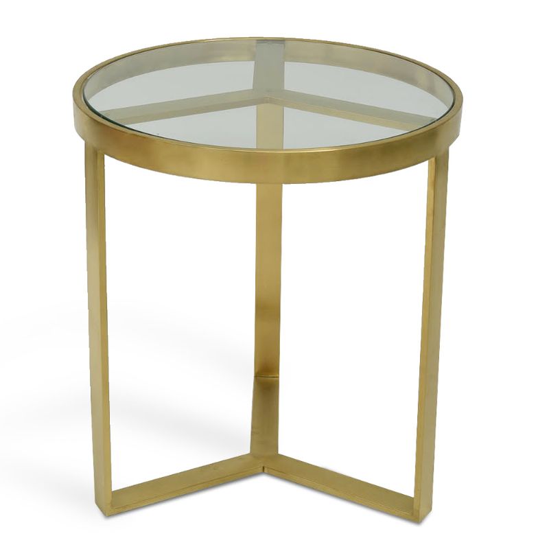 Eastwood 50CM Round Glass Side Table Brushed Gold