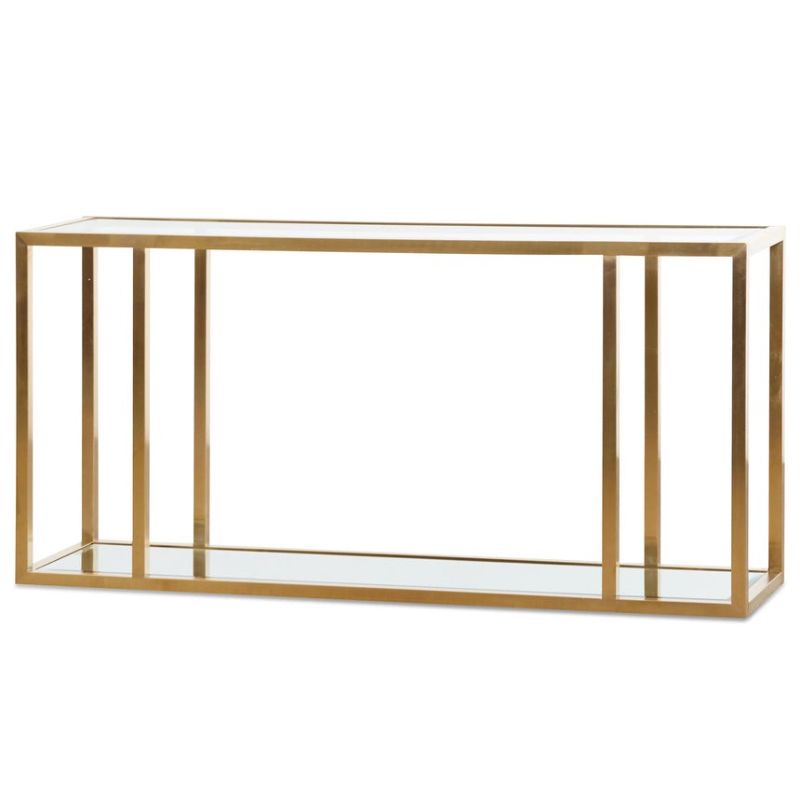 Eldorado 160CM Glass Console Table Brushed Gold Angle View