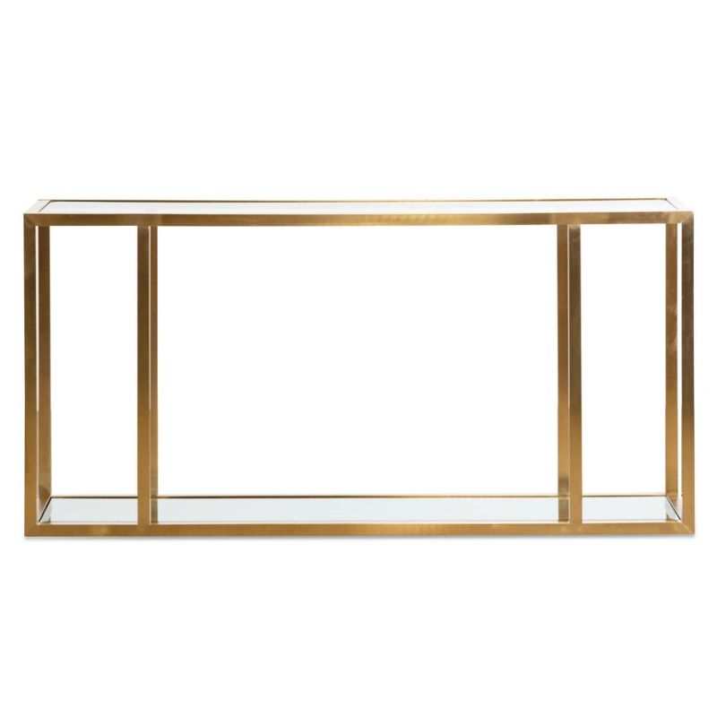 Eldorado 160CM Glass Console Table Brushed Gold Front