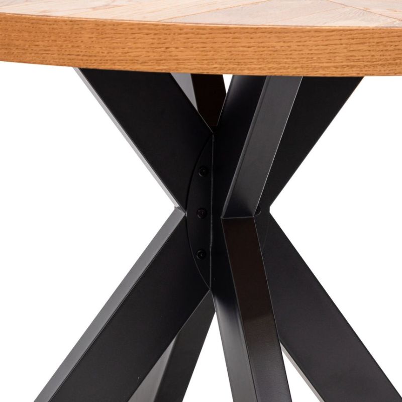 Elwood 125CM Oak Dining Table Natural And Black Front View